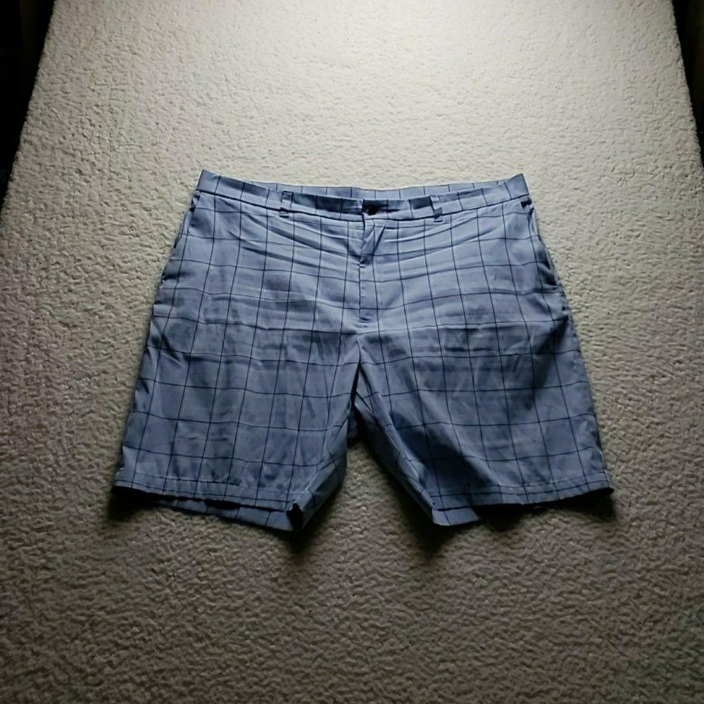 Callaway Shorts Mens 44 Blue Check Golf Microfiber Chino Stretch Big Tall Casual